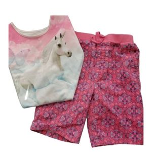 Size 7 365 Kids Unicorn Tshirt White/Pink S 7/8 Curfew Girl Pink Shorts